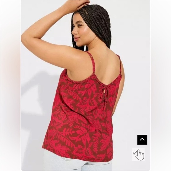 Torrid Cottage Boho Leaf Print Braided Strap Tank Top Large NWT Tropical Summer - Picture 2 of 13